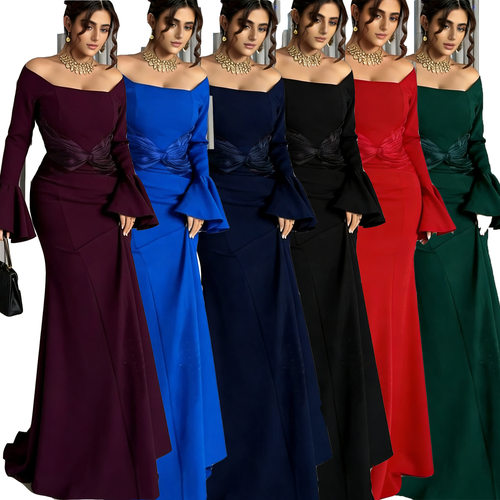 2026 new women's one-piece collar spliced slim fit dress