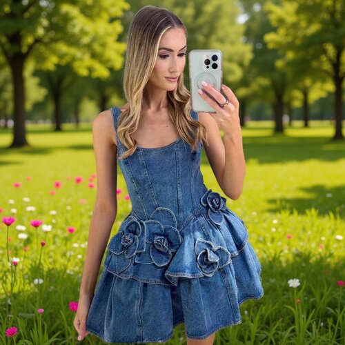 2026 new fashion women's sleeveless denim dress 牛仔连衣裙