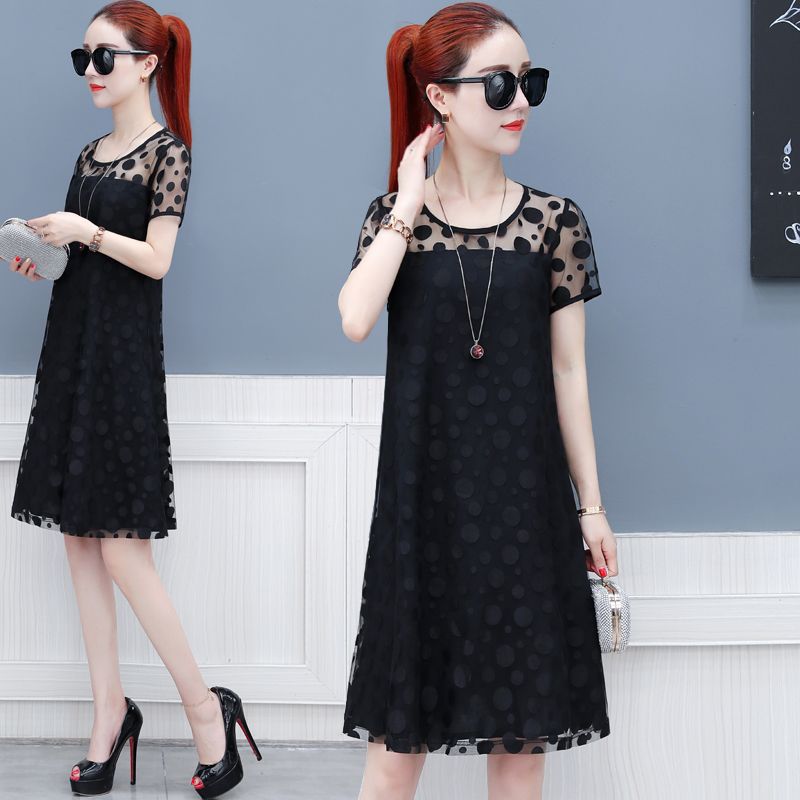 工厂现货女装时尚气质雪纺连衣裙辣妈夏季显瘦宽松中长款裙子潮女