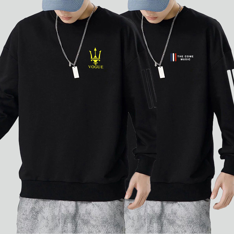 长袖t恤男韩版潮流春秋款大码休闲薄款上衣服高街印花运动套头衫