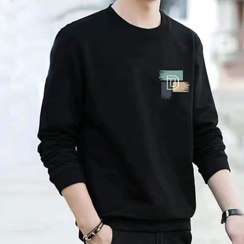 耐磨耐脏男人干活穿的衣服春秋季重磅印花大码宽松运动长袖T恤衫