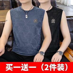 男款背心夏季薄款宽松跑步运动砍袖韩版潮流百搭冰丝健身衣服男装