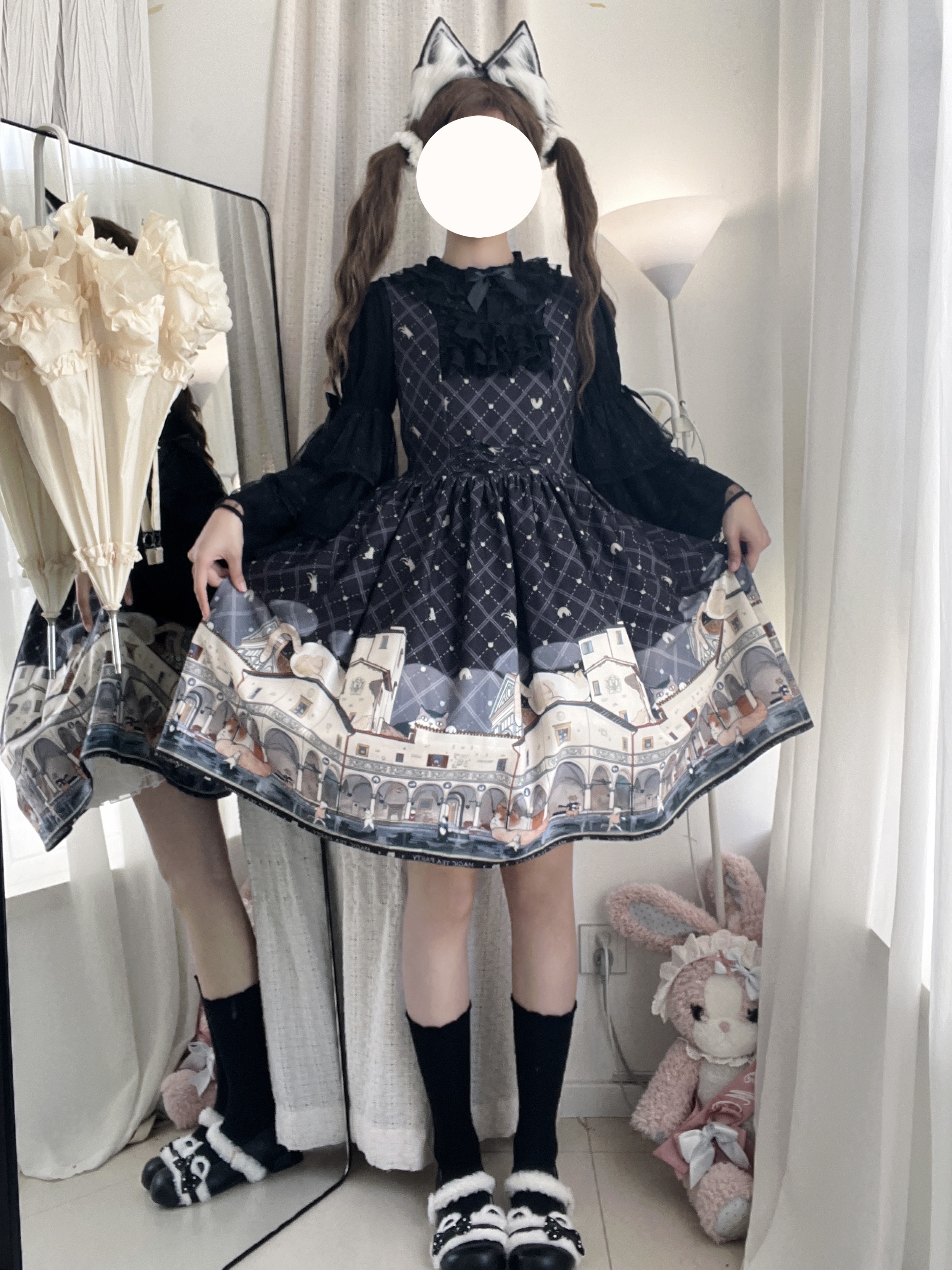 【现货】猫之城背心JSK印花连衣裙魔法茶会lolita原创洛丽塔