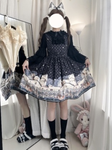 【现货】猫之城背心JSK印花连衣裙魔法茶会lolita原创洛丽塔