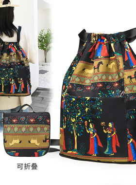 抽绳双肩包女大容量背包结实耐用布袋运动包轻短途包便简易旅行包