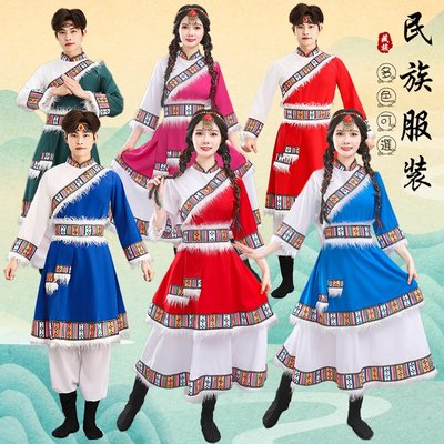 56藏族蒙古少数民族演出服舞蹈服饰藏族表演藏袍男女服装