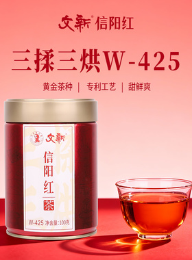 文新茶叶信阳红茶正宗工夫红茶老茶树高香型密封100g罐装W-425