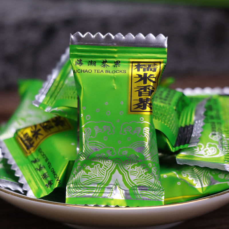 海潮糯米香茶果绿茶迷你小沱茶浓香型云南糯香小方砖500g袋装小坨