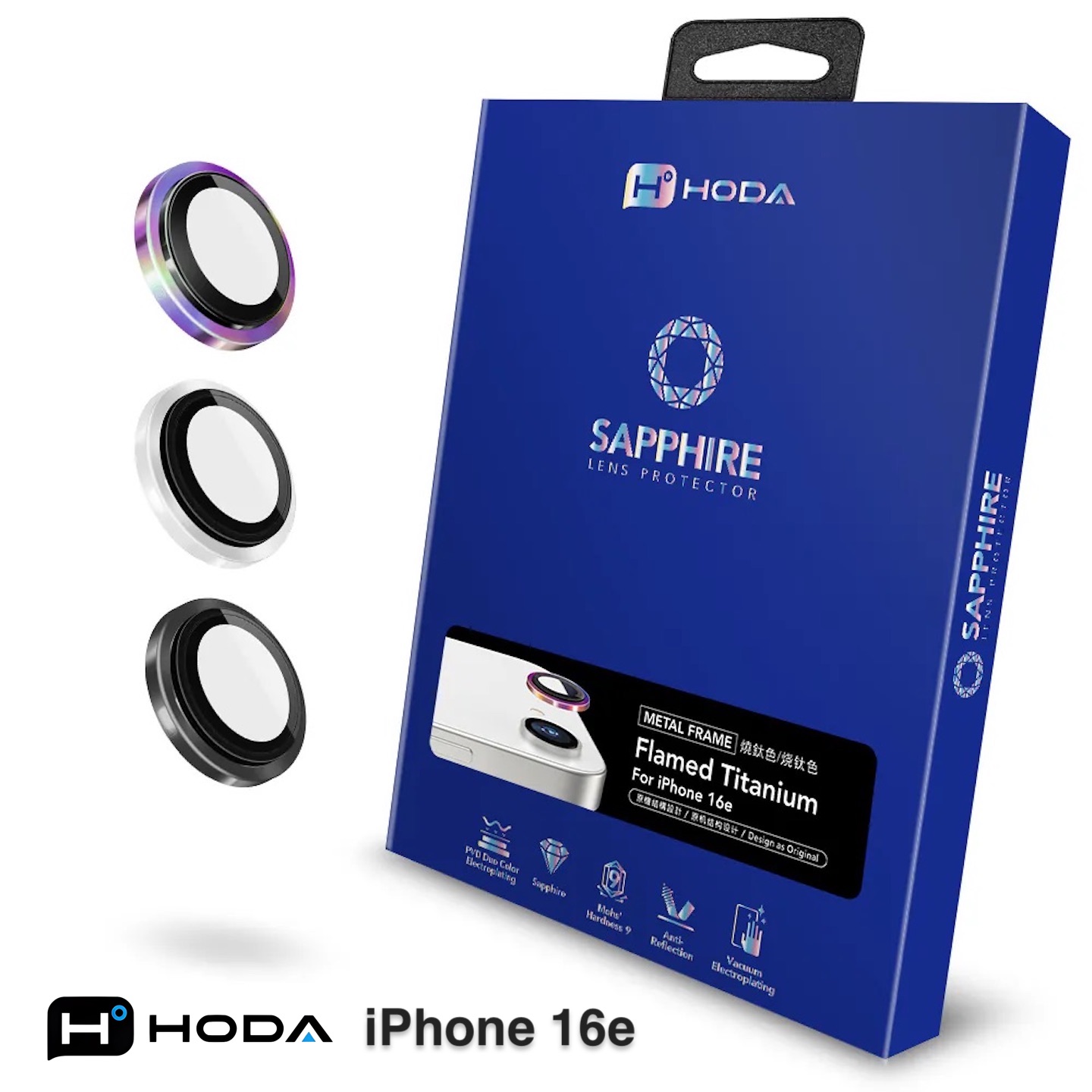 台湾hoda好贴蓝宝石高清iPhone16e镜头膜原机结构适用苹果16e后摄像头圈抗油污钛烧钛16e单镜头手机保护贴膜