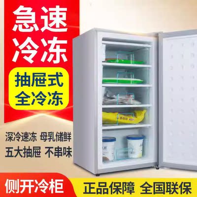 75/118升全冷冻母乳冷冻箱家用冷冻立式侧开门小冰柜抽屉冰柜超市