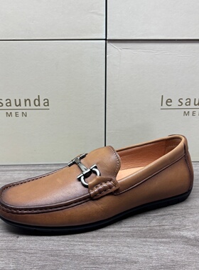 LE SAUNDA/莱尔斯丹男鞋撤柜清仓一脚蹬休闲皮鞋软牛皮百搭豆豆鞋