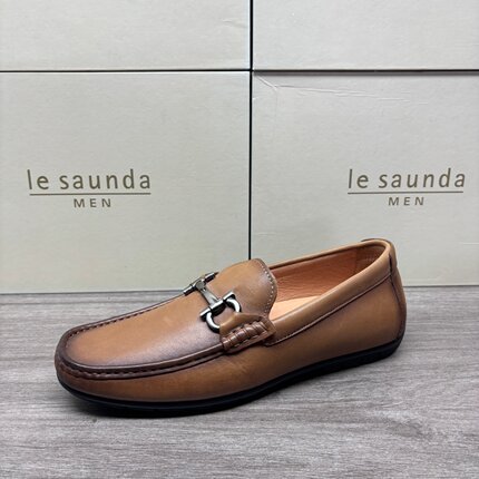 LE SAUNDA/莱尔斯丹男鞋撤柜清仓一脚蹬休闲皮鞋软牛皮百搭豆豆鞋