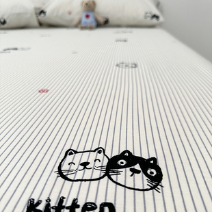 100%全棉斜纹文艺条纹宿舍床单纯棉单件40s单双人春夏被单可定制