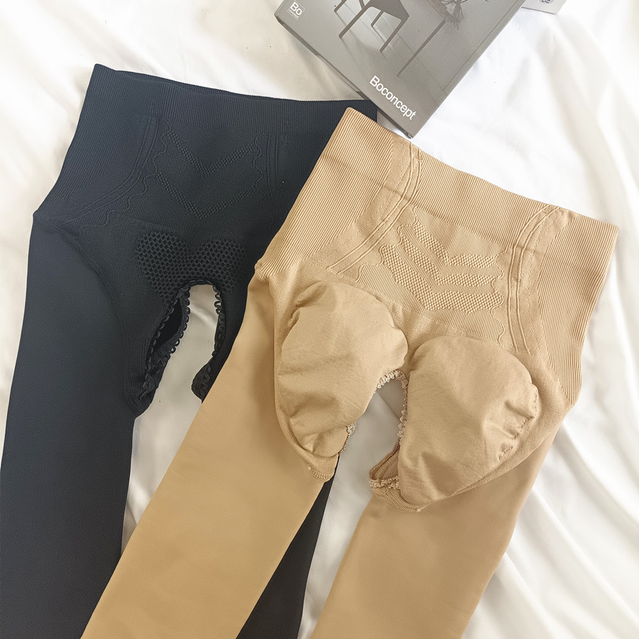高腰收腹开裆水光丝袜秋冬加绒打底男女性感连裤袜假透肉光腿神器