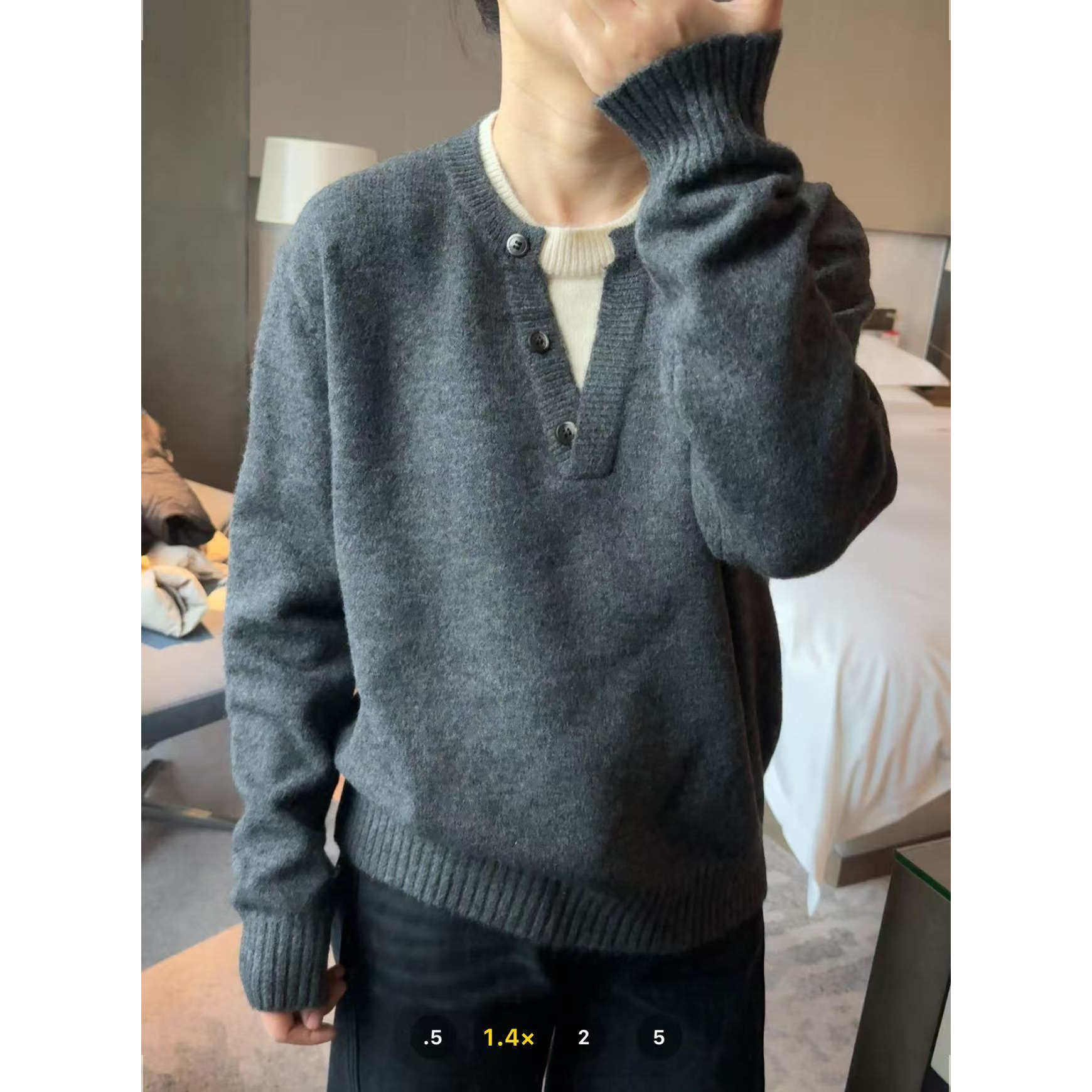 【思文kiki】高奢定制绵羊毛假两件毛衫 F23-8073