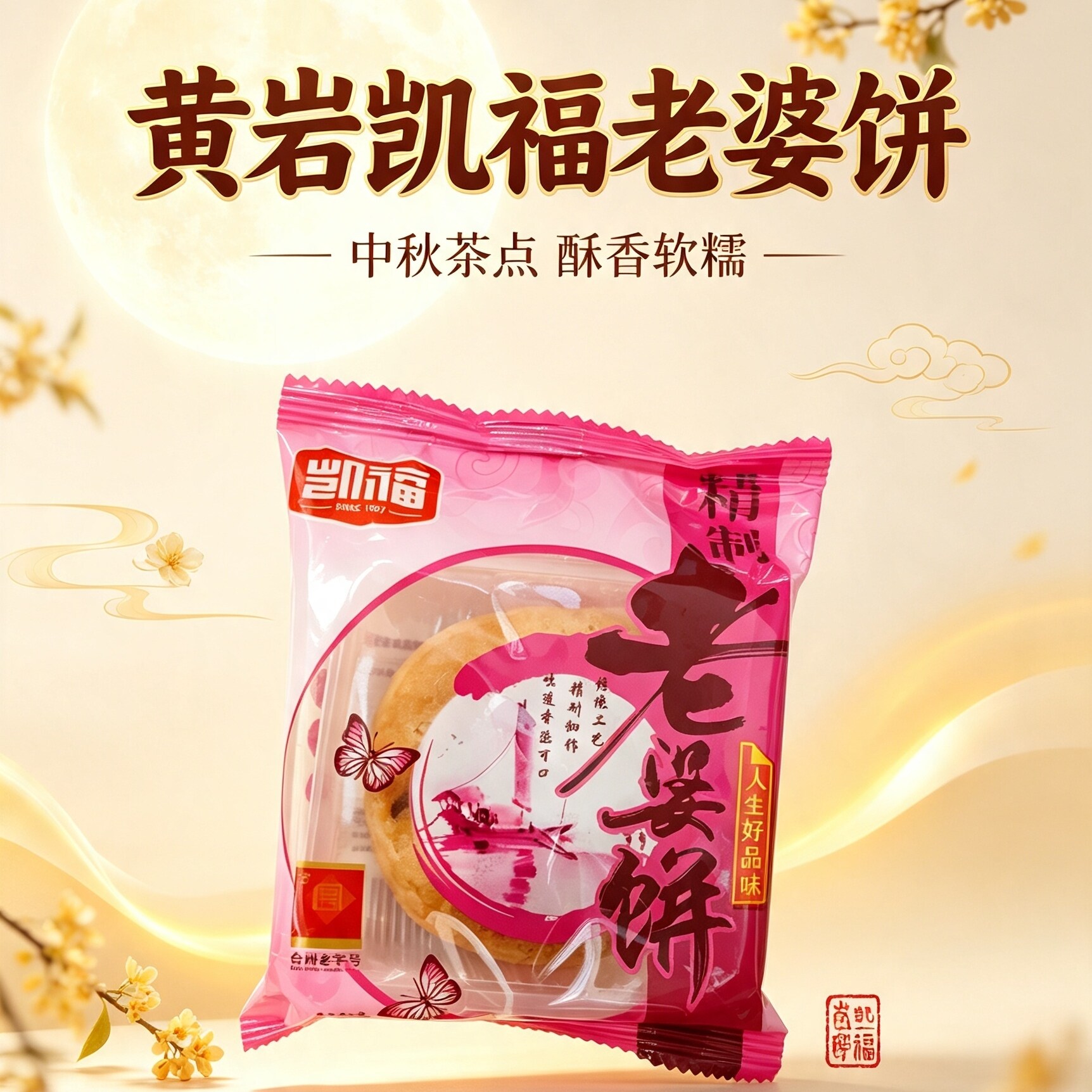 台州特产黄岩倪师傅凯福老婆饼1月饼