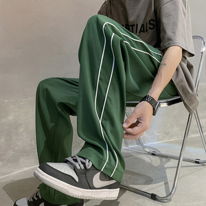 冰丝 高品质 大腰带 拖地直筒裤夏季薄款潮牌休闲阔腿裤 P45控58，男装休闲裤，电商D205