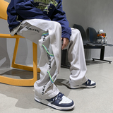 解构拼接裤子男春秋季潮牌潮流青少年宽松直筒高级感拖地休闲长裤，男装休闲裤，电商D205