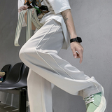 冰丝高品质大腰带拖地直筒裤夏季薄款潮牌休闲阔腿裤P45控58，男装休闲裤，电商D205