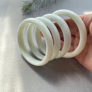 陕西蓝田玉手镯天然正品青白色蓝绿底色经典百搭手镯带证书礼盒