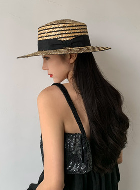 草帽出游法式女春夏宽沿
