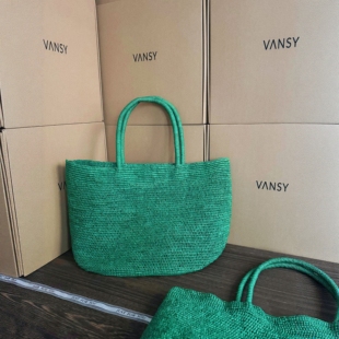 【狠货】拉菲草手工编织绿色大托特包慵懒风度假沙滩包休闲手提包