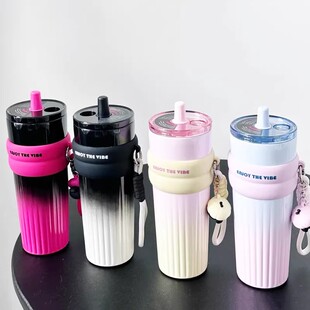 CUPPRO保温杯女陶瓷内胆水杯吸管杯大容量杯子咖啡杯316不锈钢