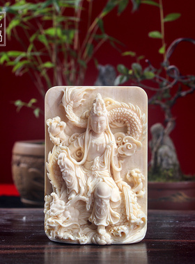 纯手工牙雕守艺猛犸牙男女挂件吊