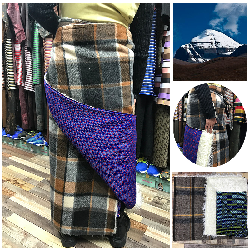 藏裙防寒西藏围腰藏式加厚人造毛藏族保暖围裙无袖挡风护膝纯棉