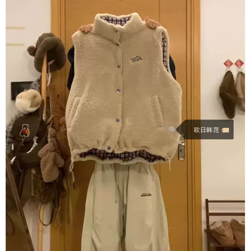 胖mm特大码2-300斤宽松百搭加厚保暖羊羔毛绒马甲棉服外套女秋冬