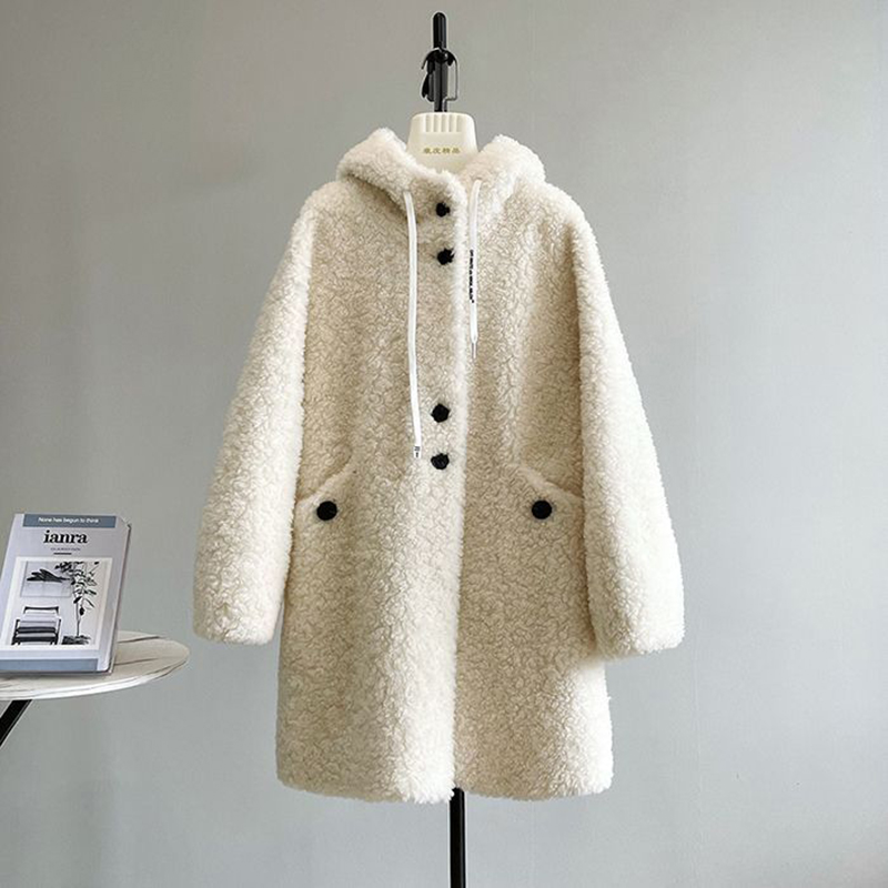 胖mm特大码300斤韩系羊羔毛绒连帽外套女秋冬休闲宽松中长款大衣