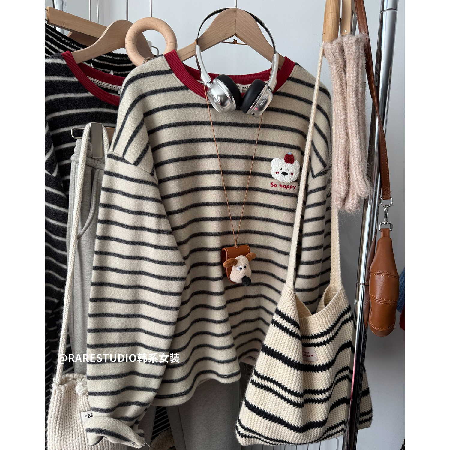 胖mm特大码300斤卡通刺绣红帽小狗条纹上衣韩系磨毛长袖t恤女秋冬