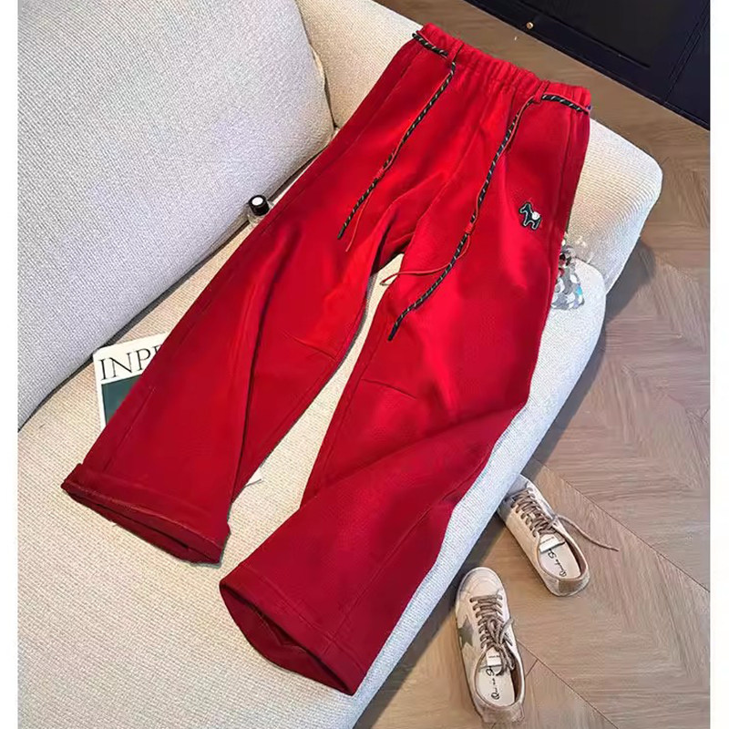 胖mm大码300斤小马刺绣加绒保暖卫裤女秋冬本命年红色休闲阔腿裤,女装/女士精品,大码裤装,淘宝优惠券,粉丝福利购,淘宝优惠卷