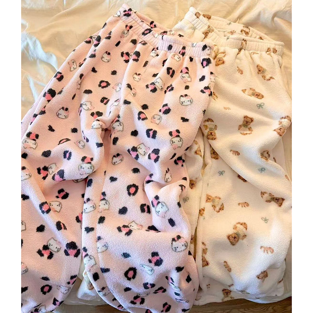 胖mm特大码300斤珊瑚绒睡裤女秋冬季宽松保暖休闲可外穿家居长裤