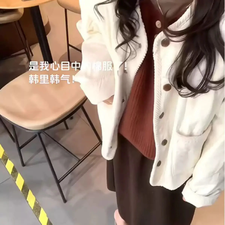 胖mm特大码300斤保暖棉服夹棉无领外套女秋冬韩系轻薄宽松小棉袄