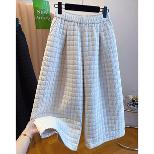 八分裤 胖mm特大码 阔腿裤 女秋冬宽松夹棉厚款 子 300斤欧货格子棉裤