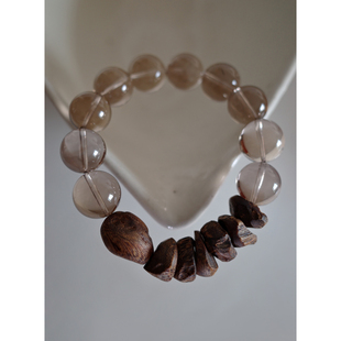 高净透AAAA茶水晶沉香树钉手串 小鱼能量首饰沉静智慧平衡气场