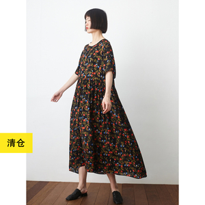 诗意繁花抽褶宽松连衣裙