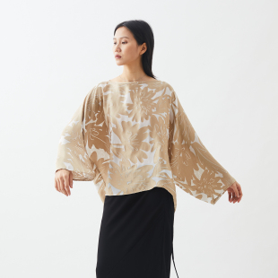 女衬衫 气质宽松薄款 新品 艺术织金氛围剪影花卉飘逸上衣小鱼春夏季