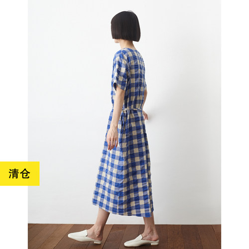 夏季宽松复古短袖中长款a字裙子