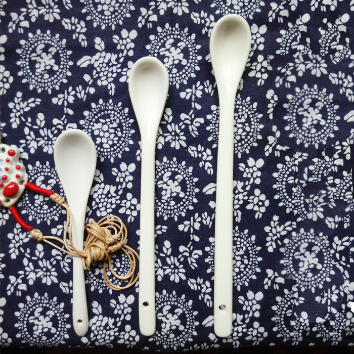 zakka简约咖啡勺调羹19cm陶瓷