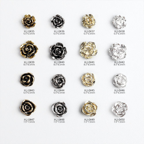 流行复古合金山茶花暗黑美甲饰品