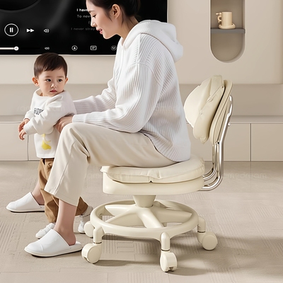 万向轮小凳子家用带滑轮矮凳可移动客厅儿童板凳换鞋凳靠背小椅子