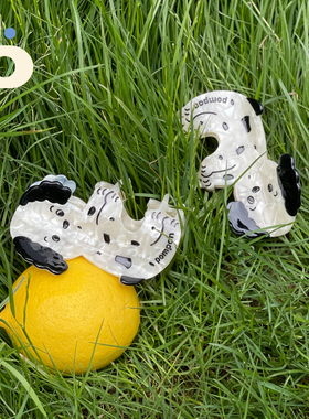 POMPON原创快乐抱抱小狗抓夹可爱斑点狗鲨鱼夹发夹发饰不撞款抓夹