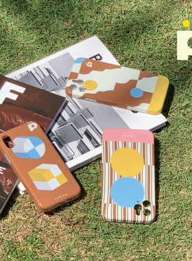 POMPON可可咖啡工厂系列手机保护壳原创艺术几何适用于苹果12创意