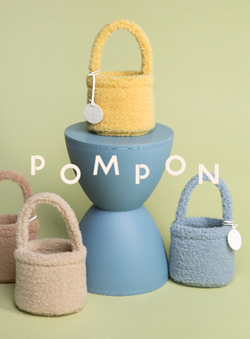 POMPON毛毛包原创新品秋冬温暖时髦水桶包澳毛羊毛手提可爱礼品包