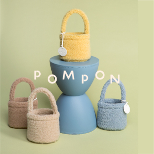秋冬温暖时髦水桶包澳毛羊毛手提可爱礼品包 POMPON毛毛包原创新品