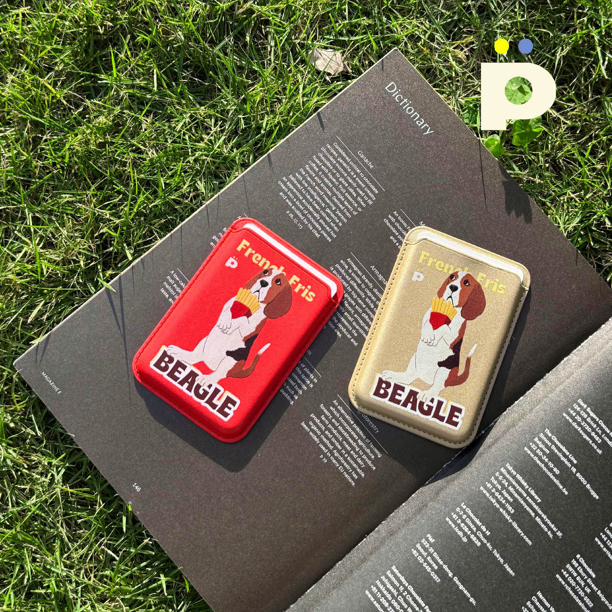 手机磁吸卡包原创插画比格犬图案