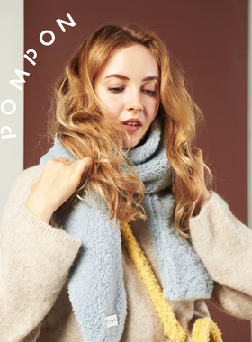 POMPON毛毛围巾100%澳毛羊毛羊羔绒超软绵云触感原创秋冬温暖可爱
