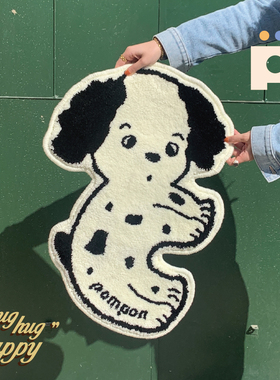 POMPON快乐抱抱小狗原创独家簇绒手工地毯床边家用装饰宠物毯礼物